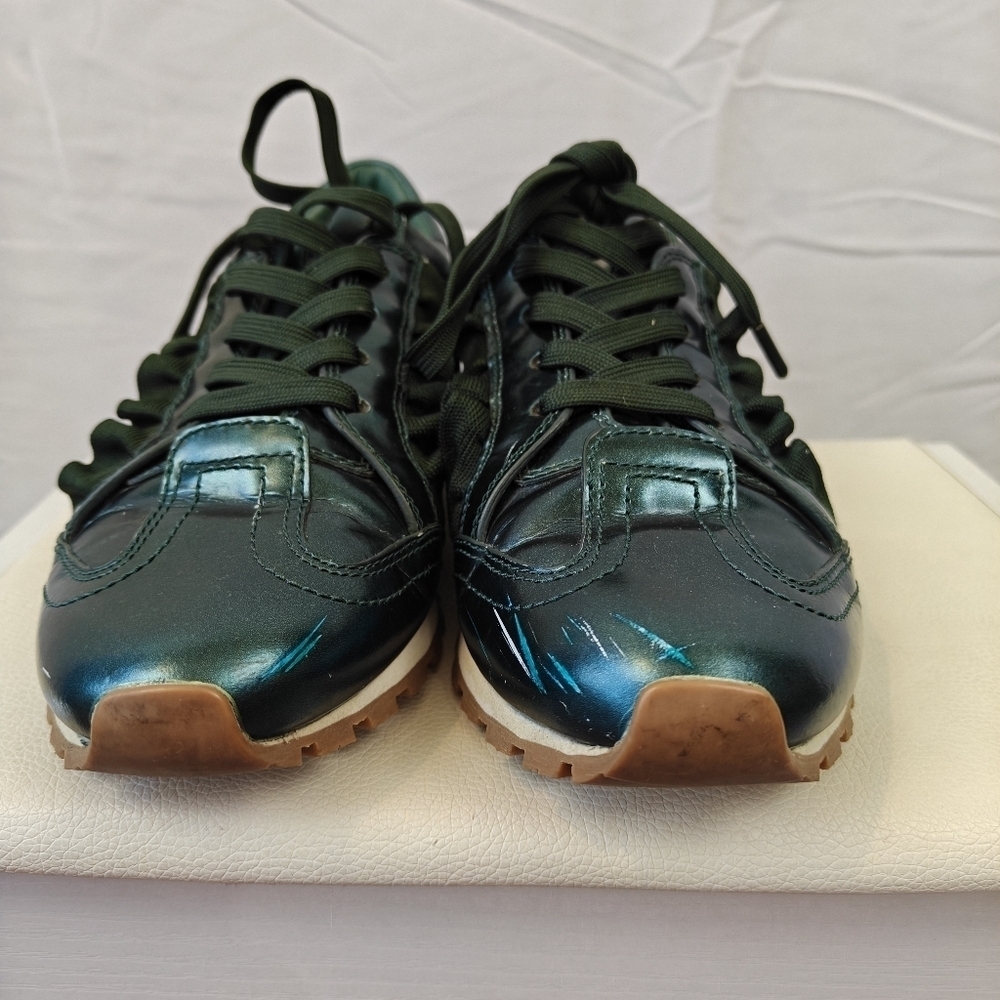 Tory Burch Sport Green Metallic Athletic Lace-up Shoes Sneakers Size 8 Women's - Picture 4 of 14
